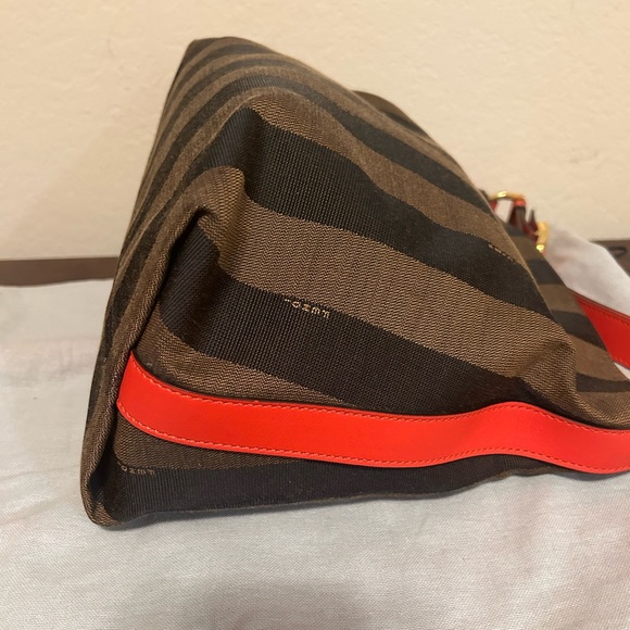 Fendi small pepuin stripe canvas and red leather - Picture 3 of 10